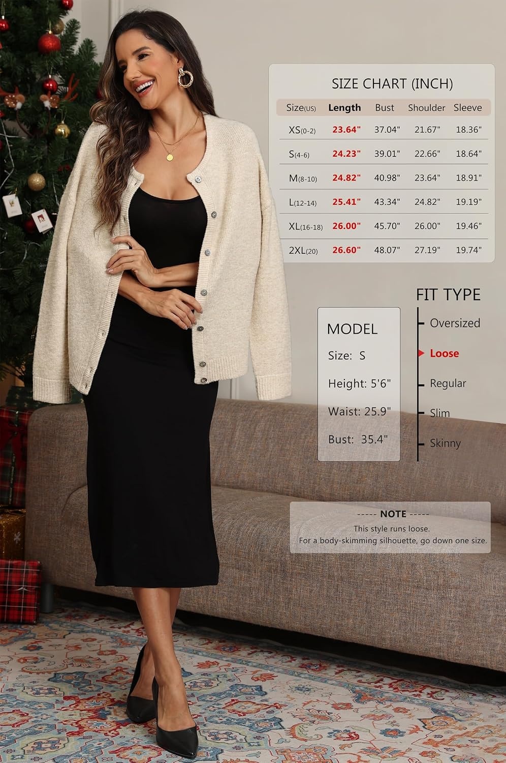 image:imageATHMILE Fall Long Sleeve Cardigans for Women Sweater Fashion Open Front Winter Button Down Crewneck Soft Knit Jacket 2025Apricot