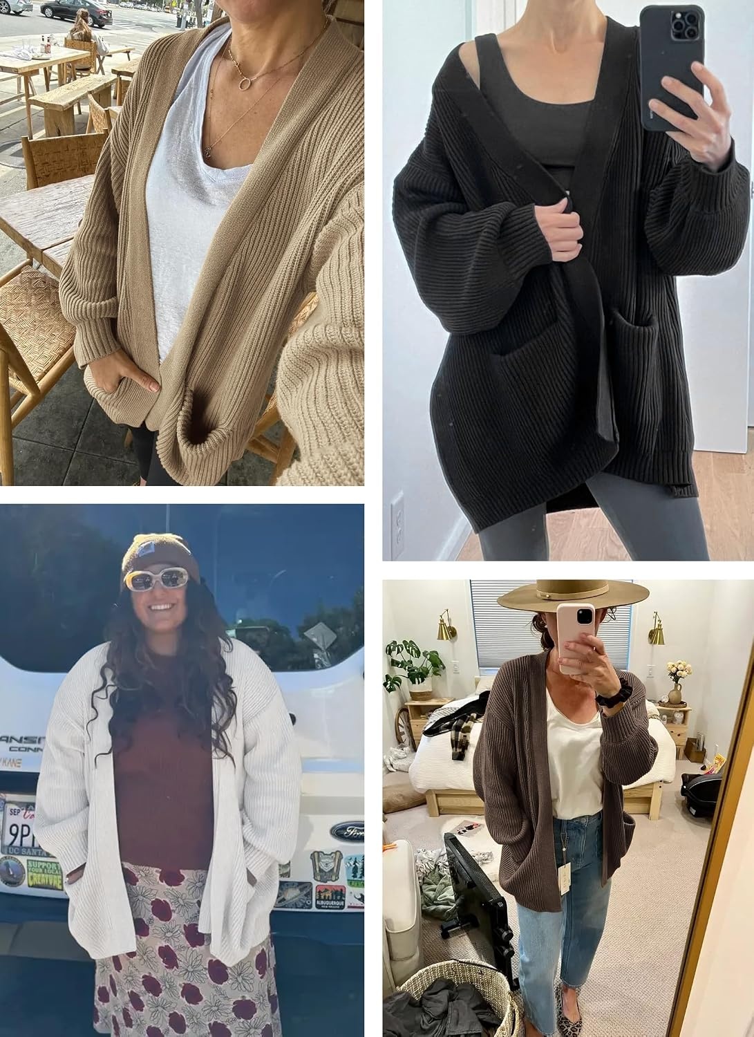 image:imageATHMILE Oversized Cardigan Sweaters for Women Fall Outfits Chunky Knit Open Front Sweater with PocketsApricot