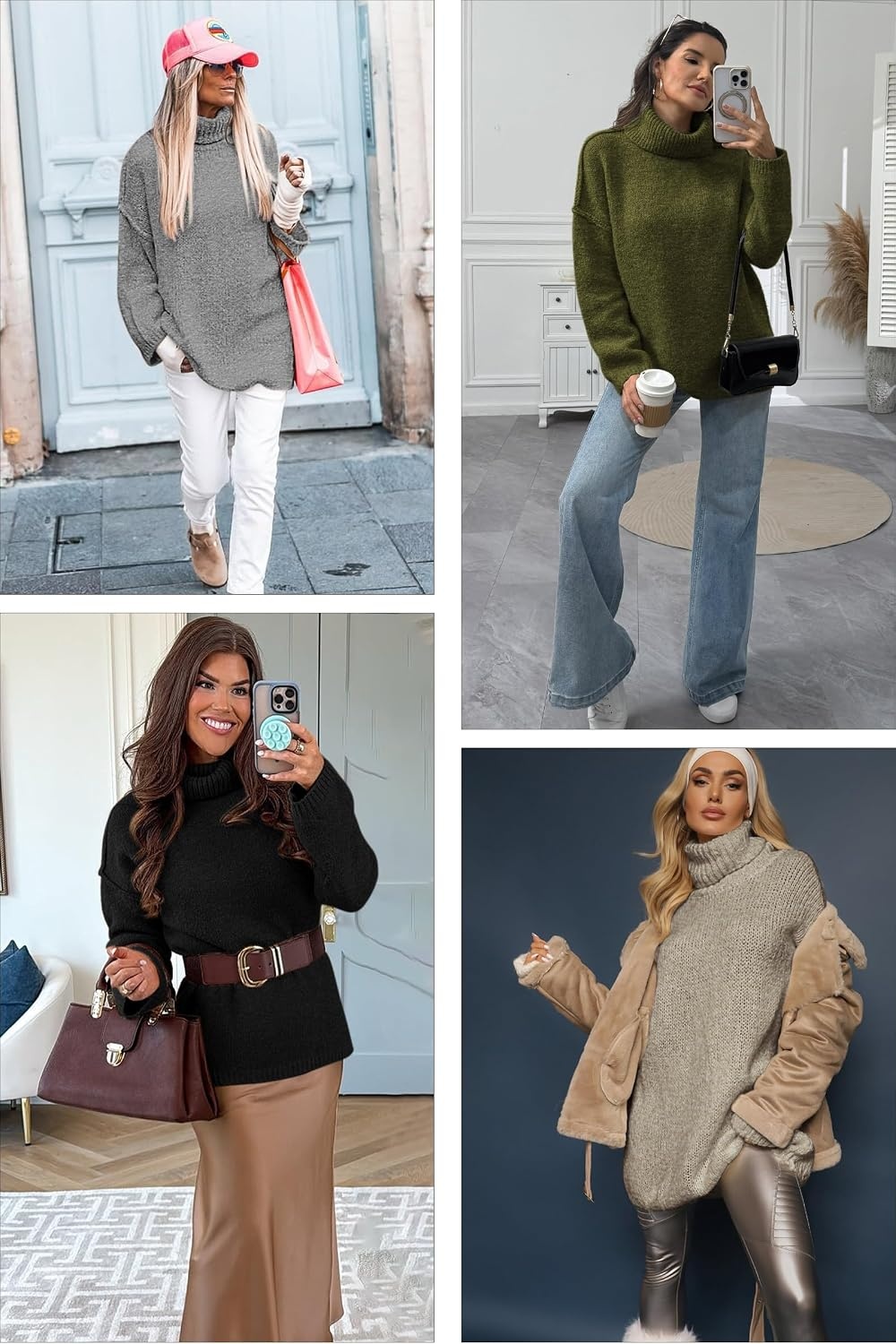 image:imageATHMILE Oversized Chunky Sweaters for Women Fall Turtleneck Long Sleeve Knit Pullover Tops 2026 Winter Fashion ClothesBlack