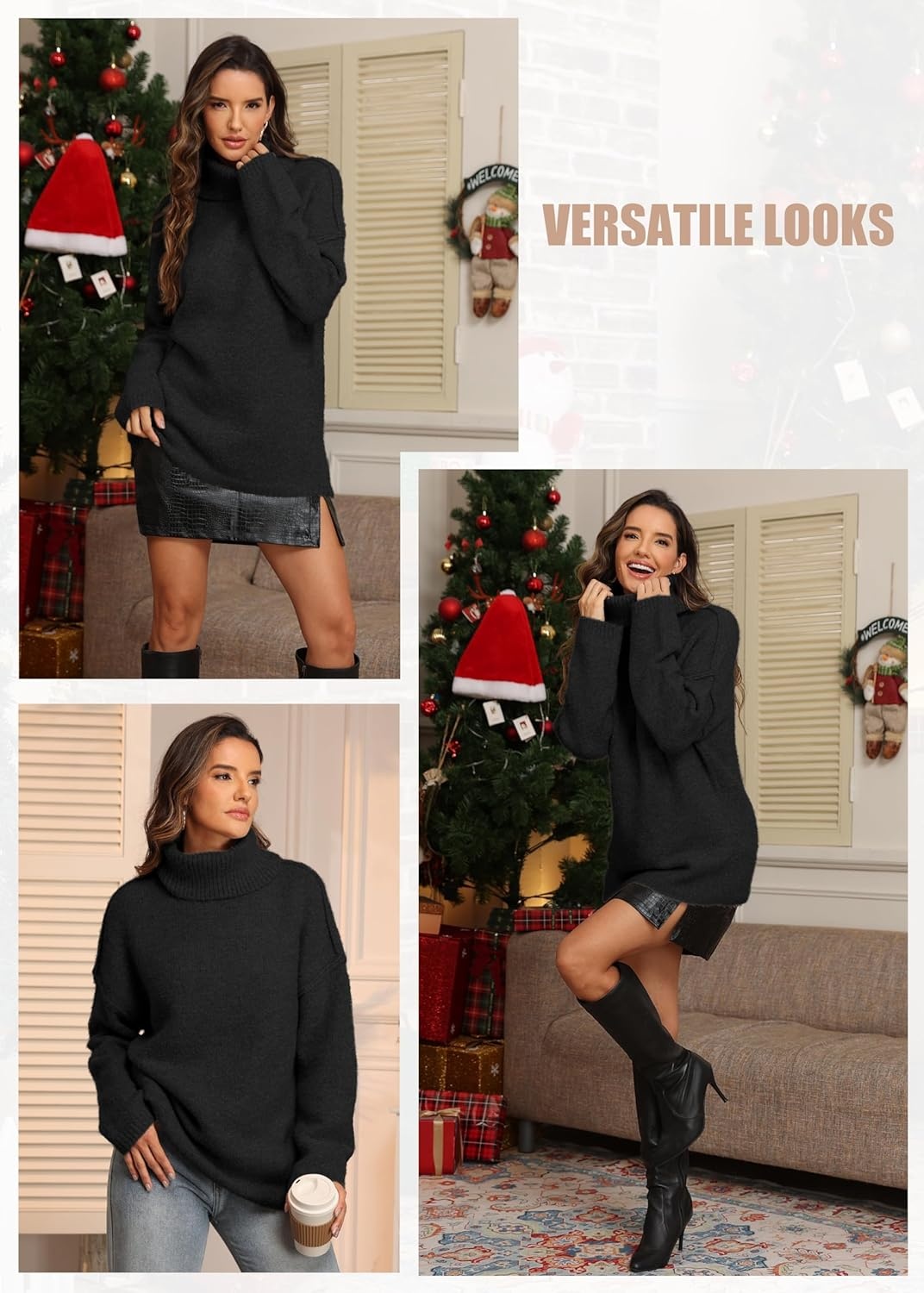 image:imageATHMILE Oversized Chunky Sweaters for Women Fall Turtleneck Long Sleeve Knit Pullover Tops 2026 Winter Fashion ClothesBlack