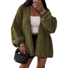 image:imageATHMILE Womens Fall Oversized Cardigan Sweaters Long Lantern Sleeve Knit Open Front Lightweight Winter Fashion Clothes 2026Army Green