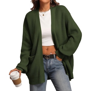 ATHMILE Oversized Cardigan Sweaters for Women Fall Outfits Chunky Knit Open Front Sweater with Pockets(Army Green)
