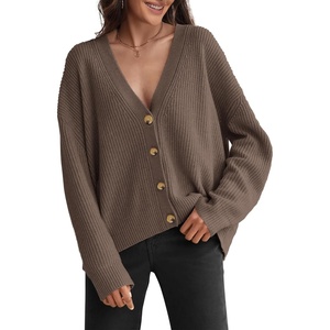 ATHMILE Oversized Cardigan Sweaters for Women Lightweight Button V-Neck Casual Open Front Knit Fall Outfits 2026(Nutmeg)