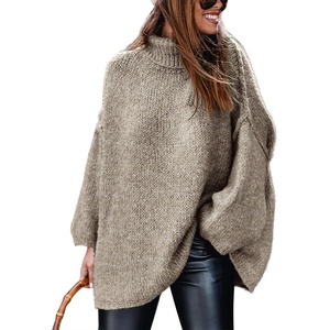 ATHMILE Oversized Chunky Sweaters for Women Fall Turtleneck Long Sleeve Knit Pullover Tops 2026 Winter Fashion Clothes(Khaki)