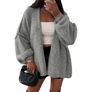 ATHMILE Womens Fall Oversized Cardigan Sweaters Long Lantern Sleeve Knit Open Front Lightweight Winter Fashion Clothes 2026(Gray)