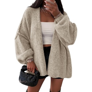 ATHMILE Womens Fall Oversized Cardigan Sweaters Long Lantern Sleeve Knit Open Front Lightweight Winter Fashion Clothes 2026(Grey Beige)