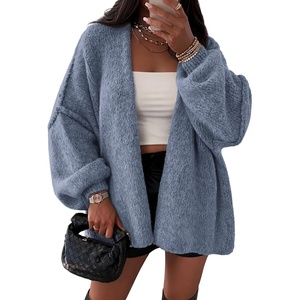 ATHMILE Womens Fall Oversized Cardigan Sweaters Long Lantern Sleeve Knit Open Front Lightweight Winter Fashion Clothes 2026(Haze Blue)