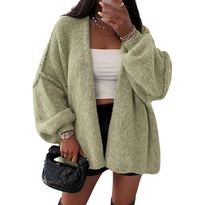ATHMILE Womens Fall Oversized Cardigan Sweaters Long Lantern Sleeve Knit Open Front Lightweight Winter Fashion Clothes 2026(Light Gray Green)