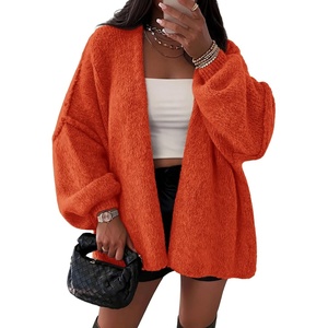 ATHMILE Womens Fall Oversized Cardigan Sweaters Long Lantern Sleeve Knit Open Front Lightweight Winter Fashion Clothes 2026(Orange)