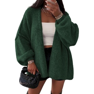 ATHMILE Womens Fall Oversized Cardigan Sweaters Long Lantern Sleeve Knit Open Front Lightweight Winter Fashion Clothes 2026(Spinach Green)