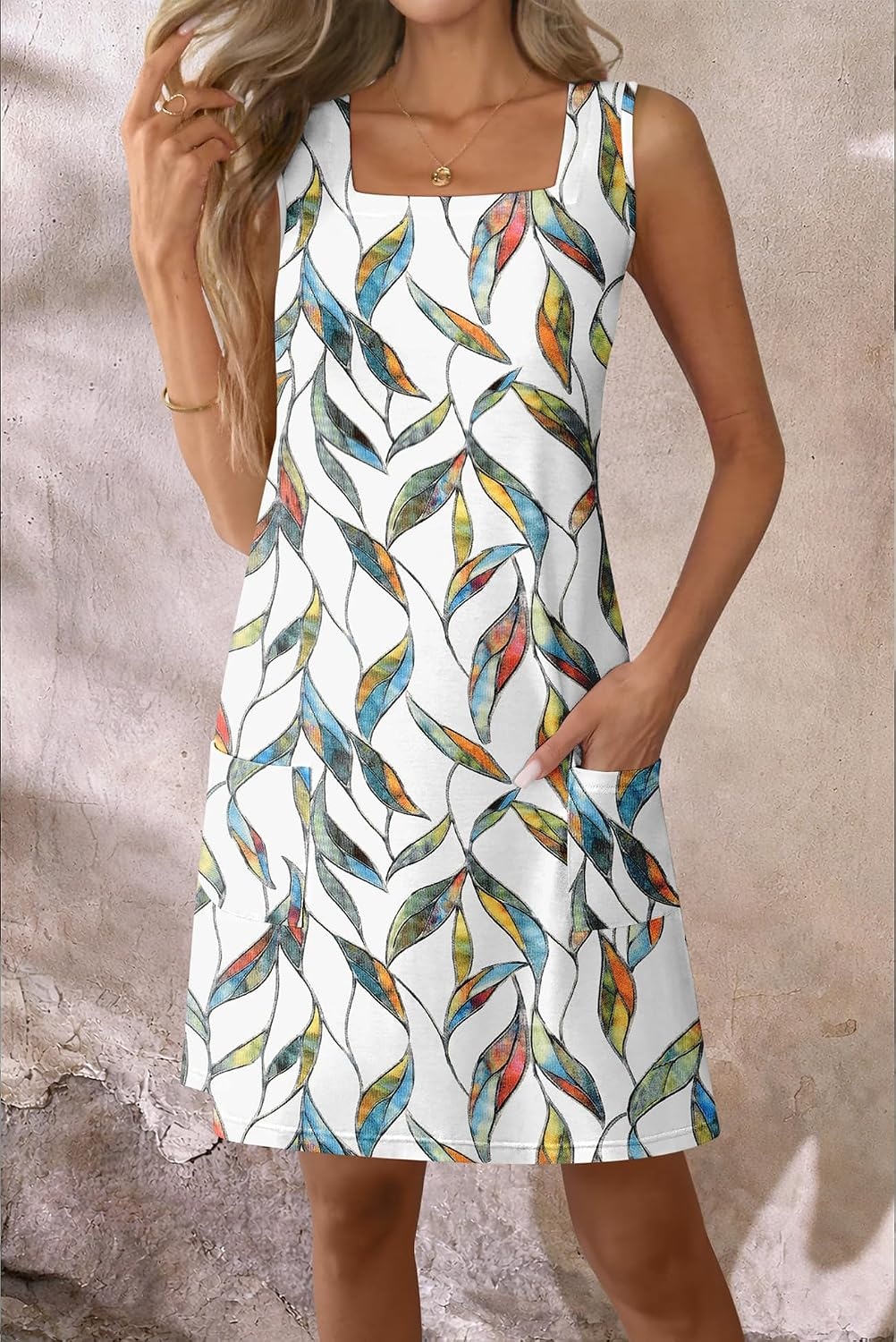 image:imageATHMILE Dresses for Women 2026 V Neck Short Sleeve Casual T Shirt Dress Sundresses Swimsuit Coverup with PocketsTfloral Print