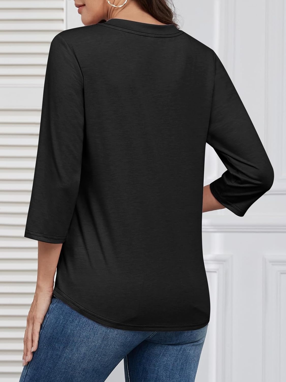 image:imageATHMILE Long Sleeve Shirts for Women 2026 Fall Outfits Henley Dressy Casual Tops Trendy Blouses Cute TShirts Fashion ClothesHalfblack