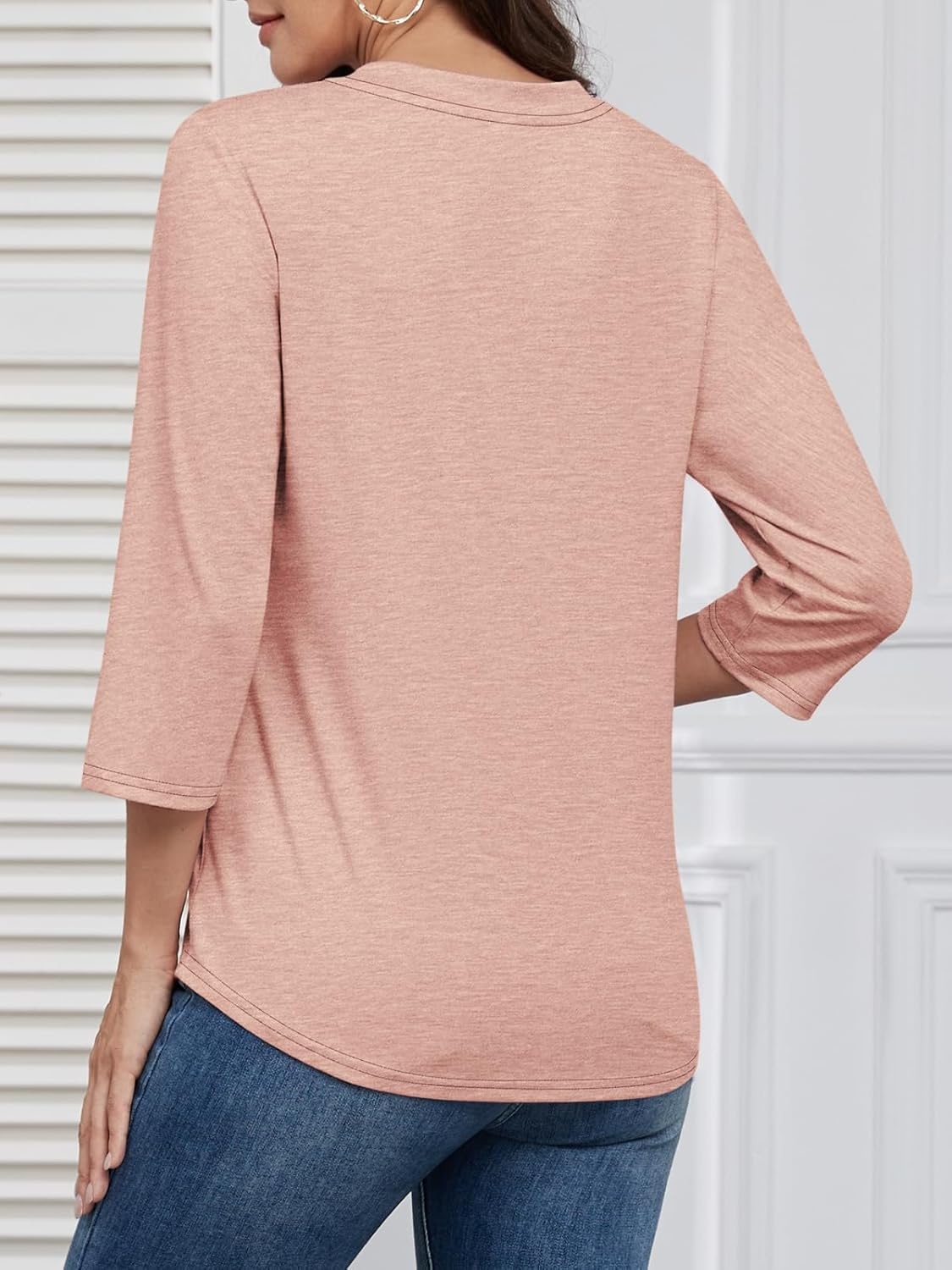 image:imageATHMILE Long Sleeve Shirts for Women 2026 Fall Outfits Henley Dressy Casual Tops Trendy Blouses Cute TShirts Fashion ClothesHalfcoral