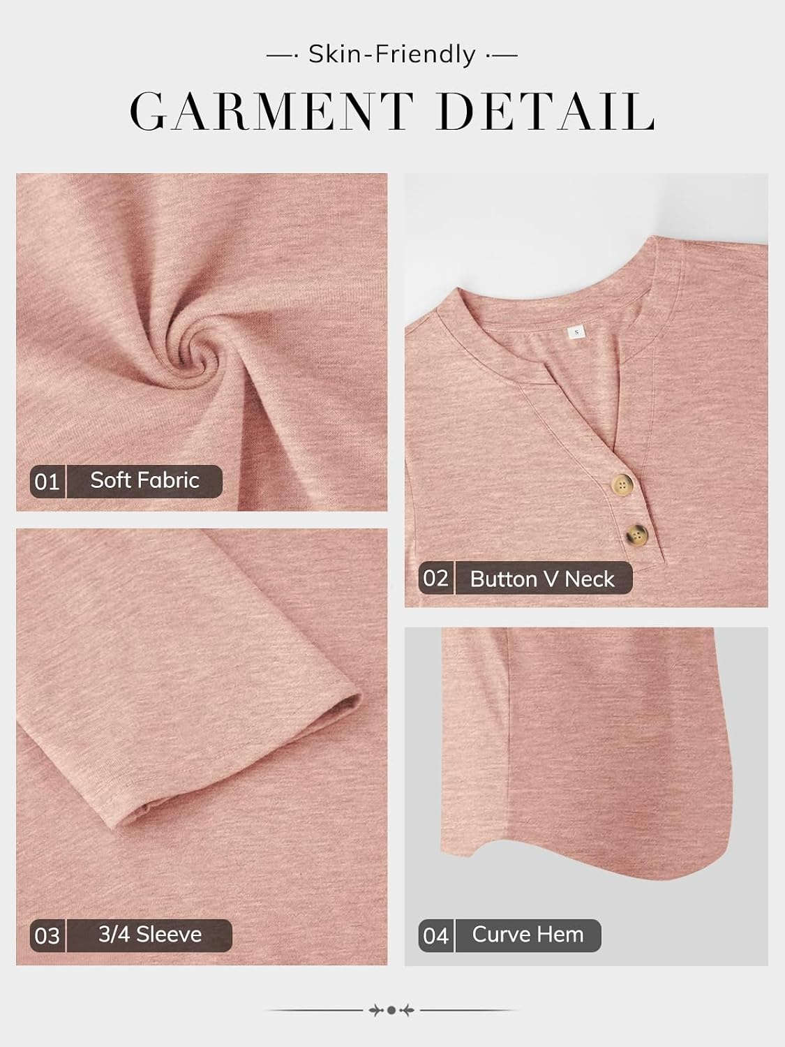 image:imageATHMILE Long Sleeve Shirts for Women 2026 Fall Outfits Henley Dressy Casual Tops Trendy Blouses Cute TShirts Fashion ClothesHalfcoral