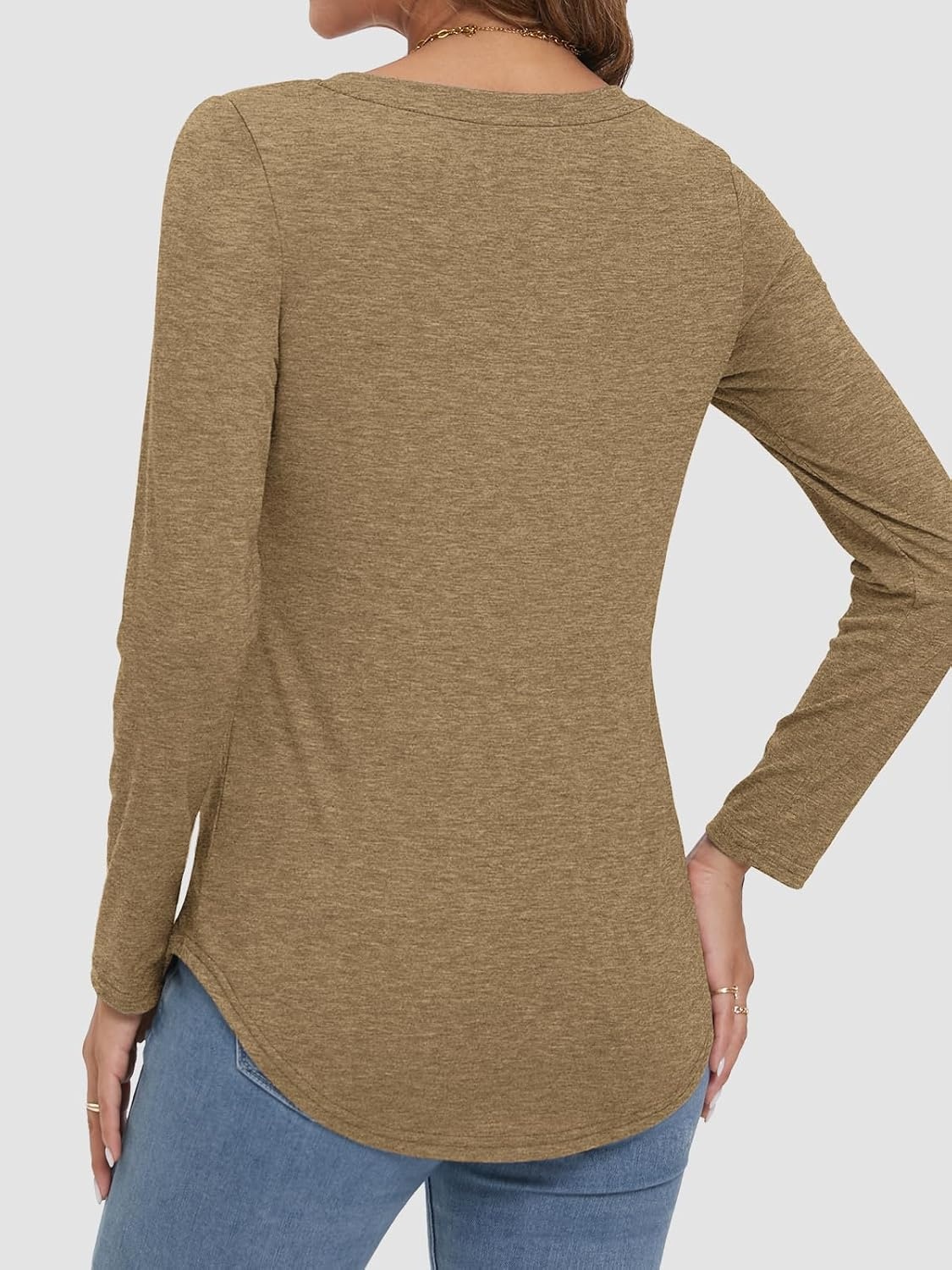 image:imageATHMILE Long Sleeve Shirts for Women Fall Outfit 2026 Fashion Casual T Shirt Round Neck Basic Loose Tunic TopsZcoffee