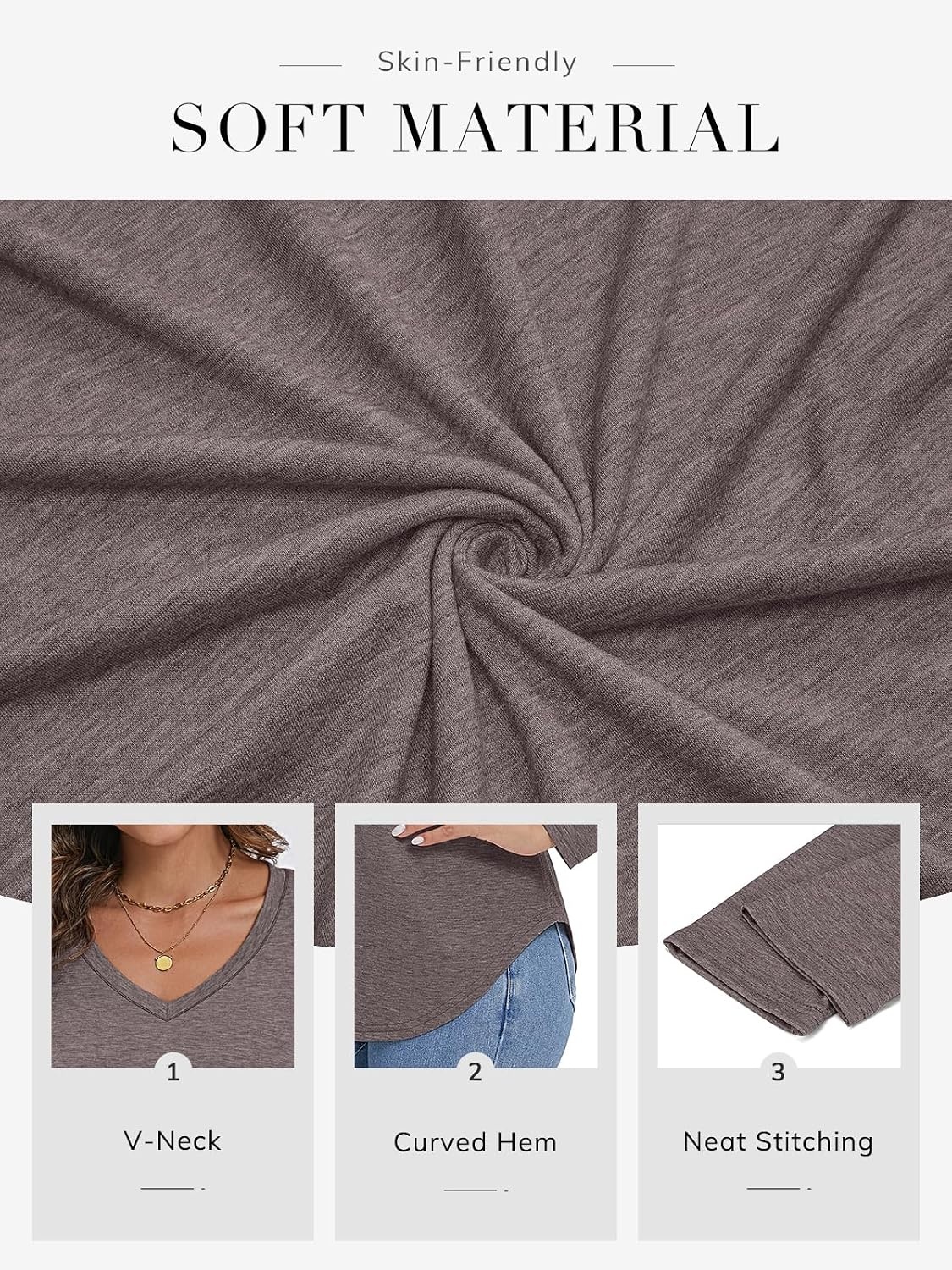 image:imageATHMILE Long Sleeve Shirts for Women Fall Outfit 2026 Fashion Casual T Shirt Round Neck Basic Loose Tunic TopsZgray Purple