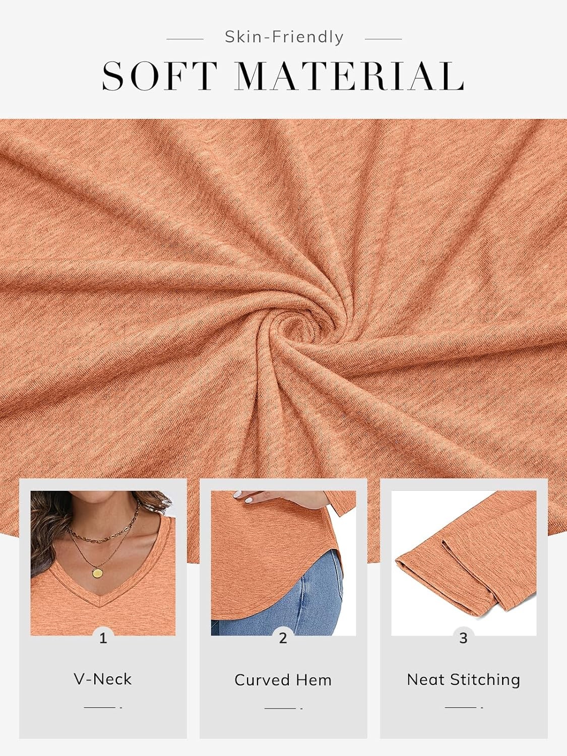 image:imageATHMILE Long Sleeve Shirts for Women Fall Outfit 2026 Fashion Casual T Shirt Round Neck Basic Loose Tunic TopsZlight Orange
