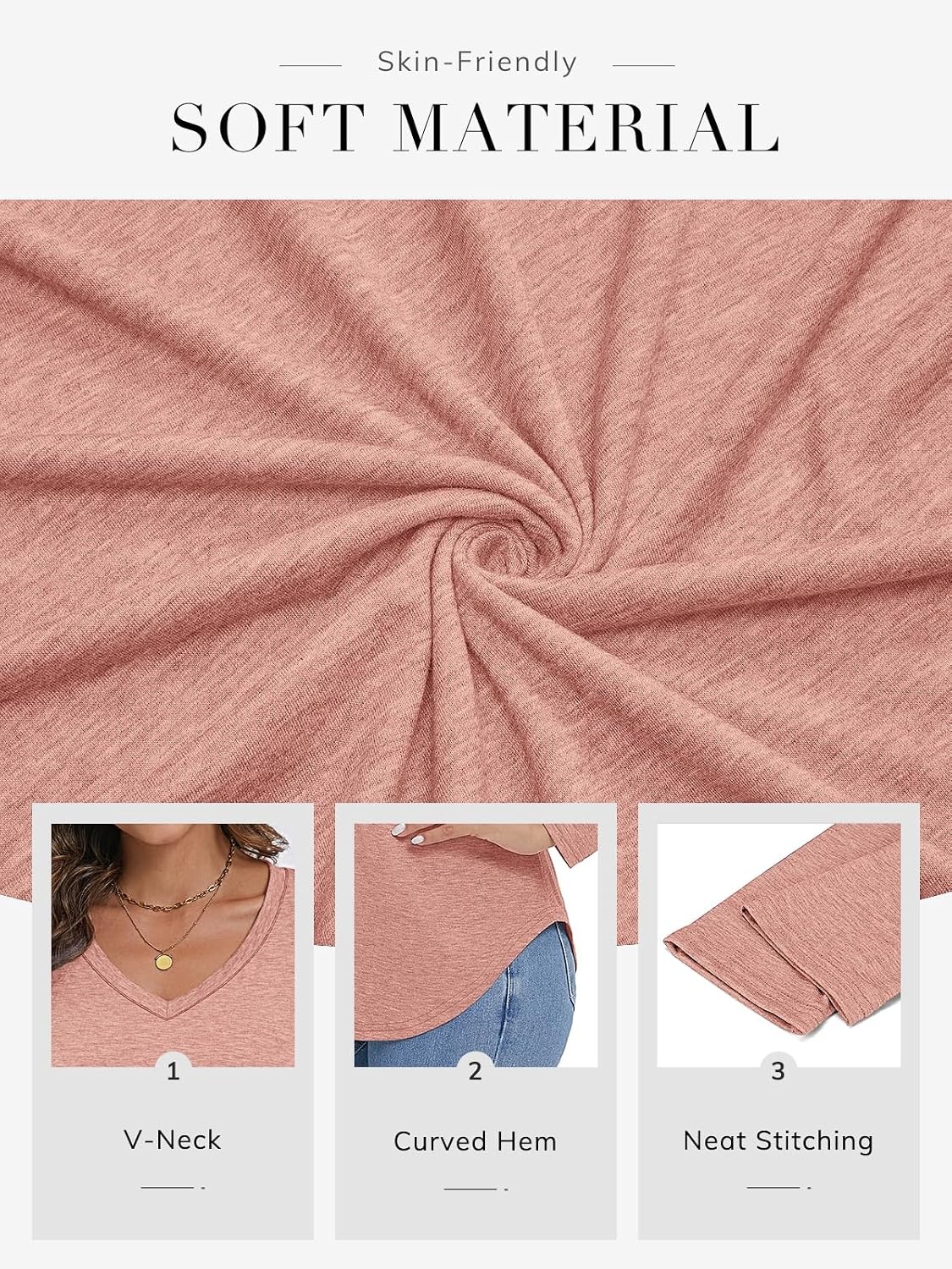 image:imageATHMILE Long Sleeve Shirts for Women Fall Outfit 2026 Fashion Casual T Shirt Round Neck Basic Loose Tunic TopsZpink