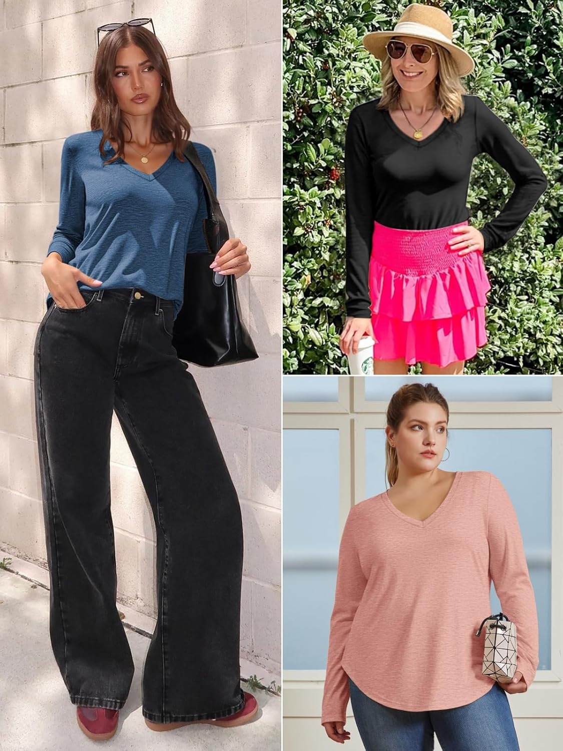 image:imageATHMILE Long Sleeve Shirts for Women Fall Outfit 2026 Fashion Casual T Shirt Round Neck Basic Loose Tunic TopsZwhite