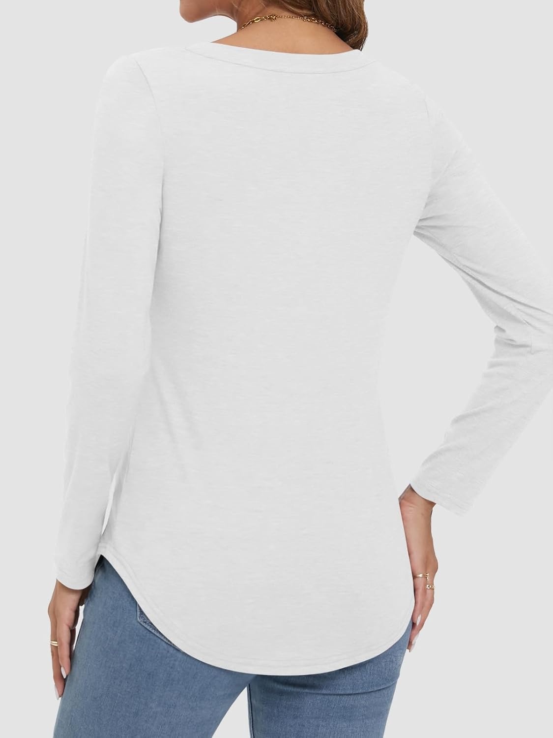 image:imageATHMILE Long Sleeve Shirts for Women Fall Outfit 2026 Fashion Casual T Shirt Round Neck Basic Loose Tunic TopsZwhite