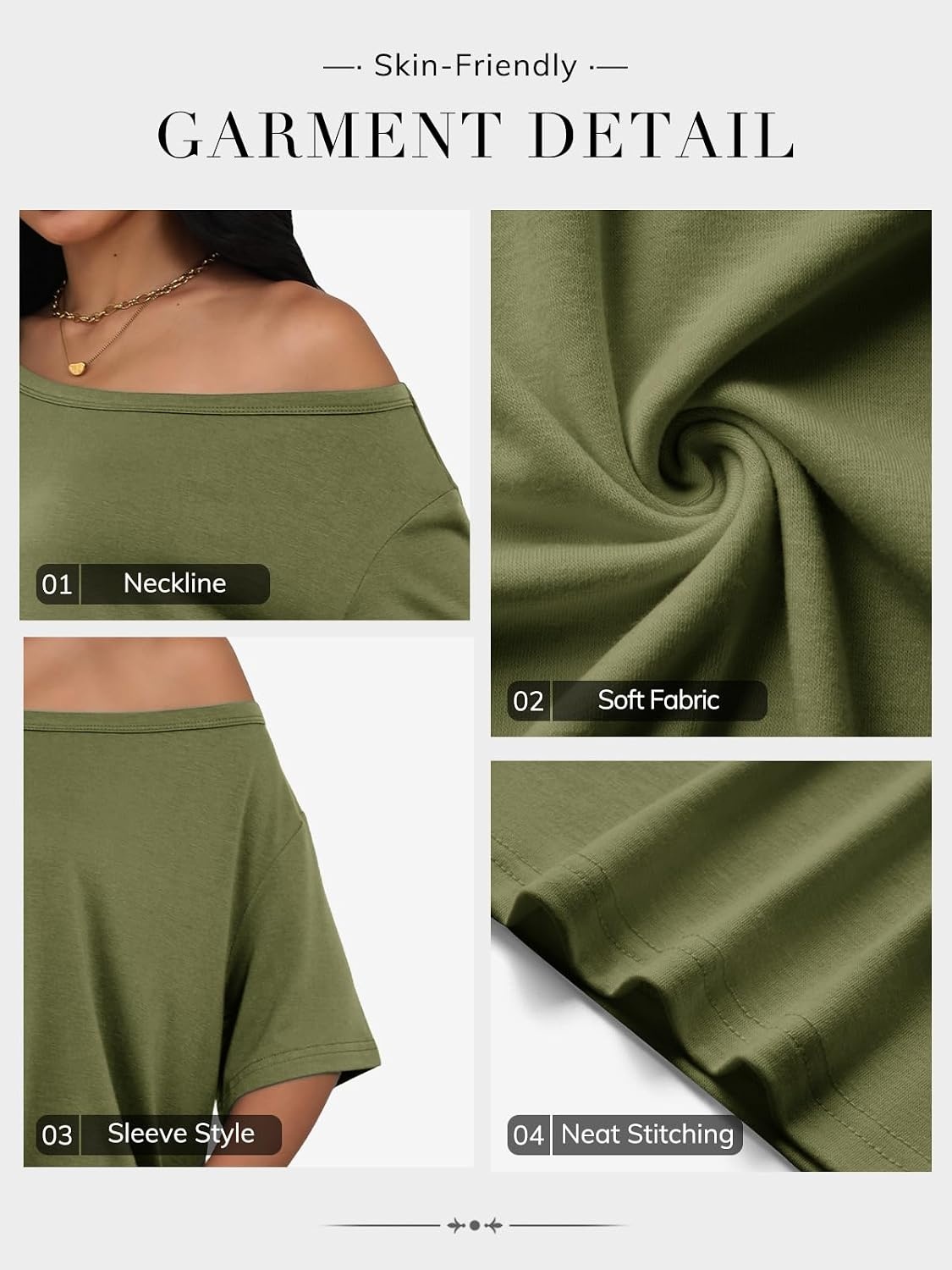 image:imageATHMILE Off The Shoulder Tops for Women 2026 Y2K Loose Fit Tops Oversized Tshirts Fashion Going Out Outfits Casual Basic Tees0armygreen
