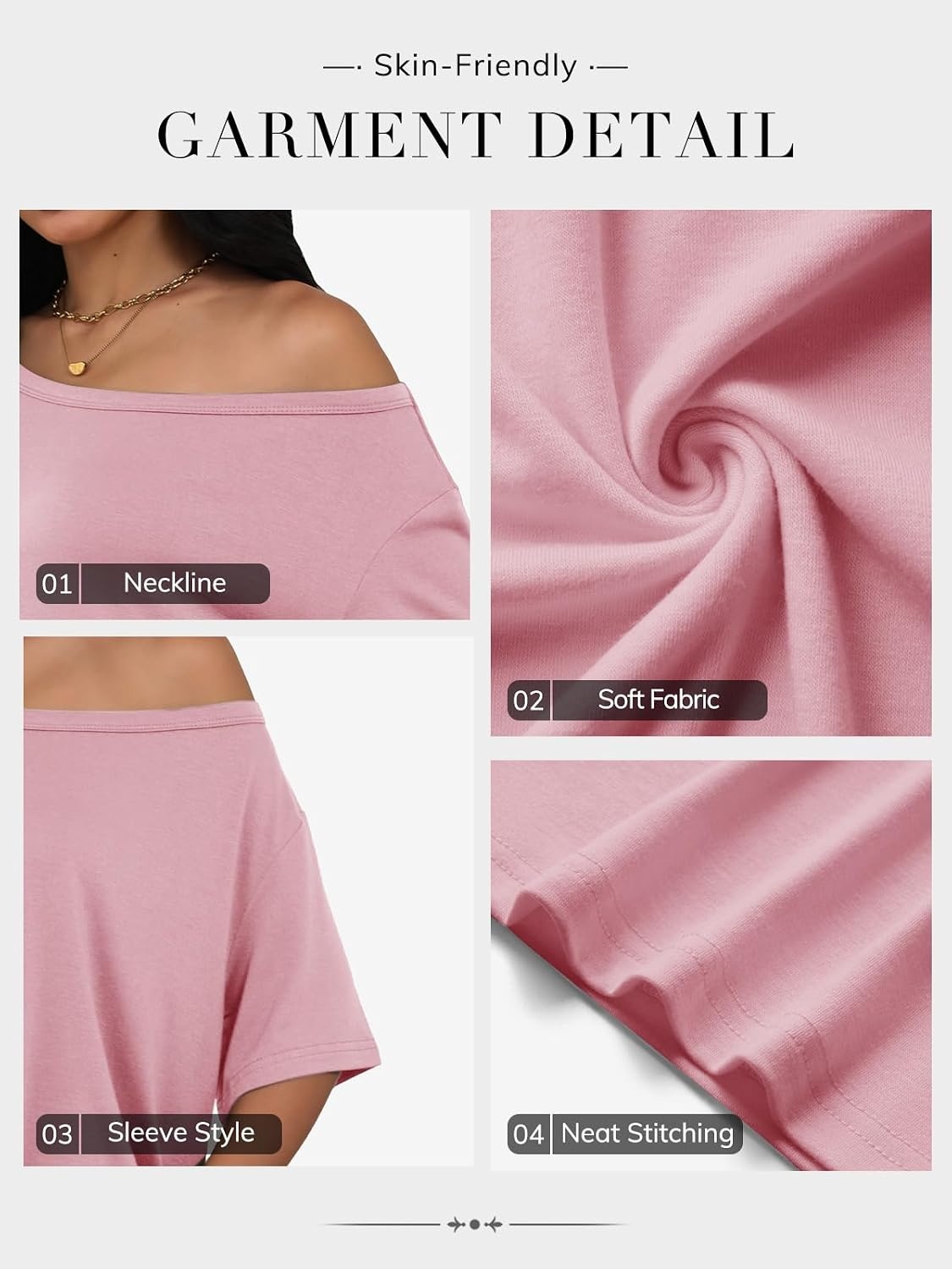 image:imageATHMILE Off The Shoulder Tops for Women 2026 Y2K Loose Fit Tops Oversized Tshirts Fashion Going Out Outfits Casual Basic Tees0pink
