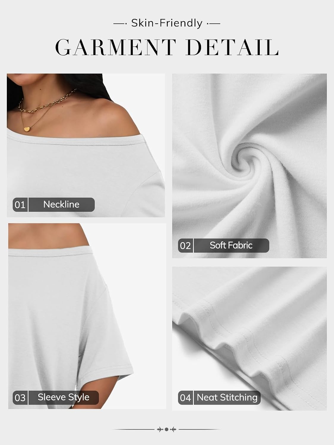 image:imageATHMILE Off The Shoulder Tops for Women 2026 Y2K Loose Fit Tops Oversized Tshirts Fashion Going Out Outfits Casual Basic Tees0white