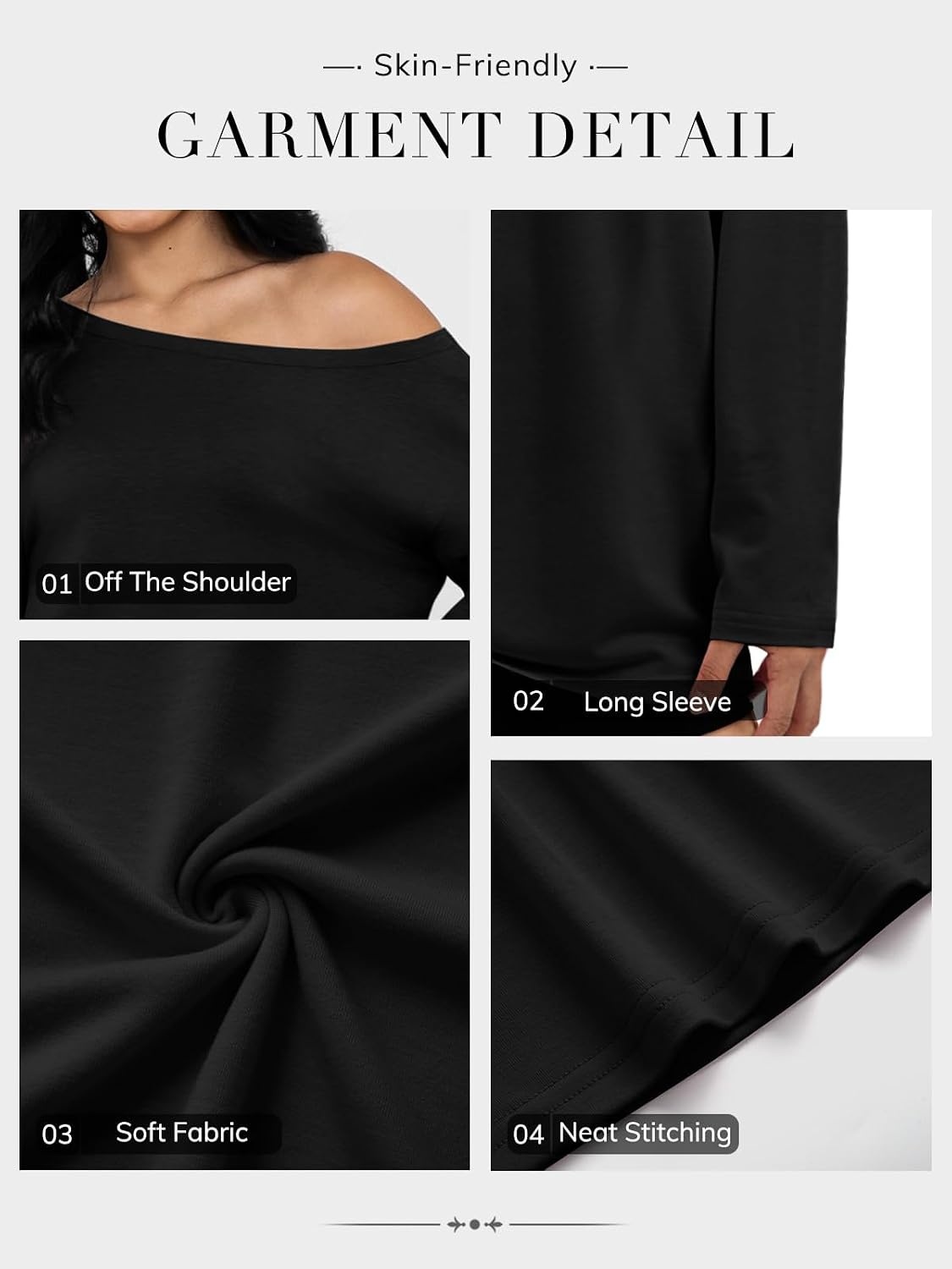 image:imageATHMILE Off The Shoulder Tops for Women 2026 Y2K Loose Fit Tops Oversized Tshirts Fashion Going Out Outfits Casual Basic TeesBlack