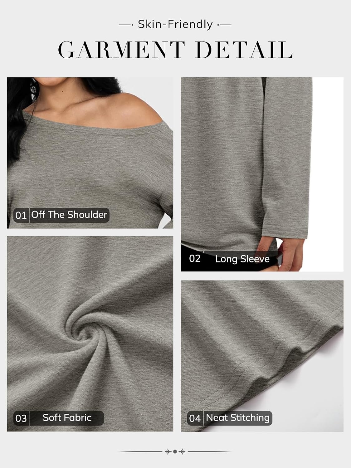 image:imageATHMILE Off The Shoulder Tops for Women 2026 Y2K Loose Fit Tops Oversized Tshirts Fashion Going Out Outfits Casual Basic TeesGrey