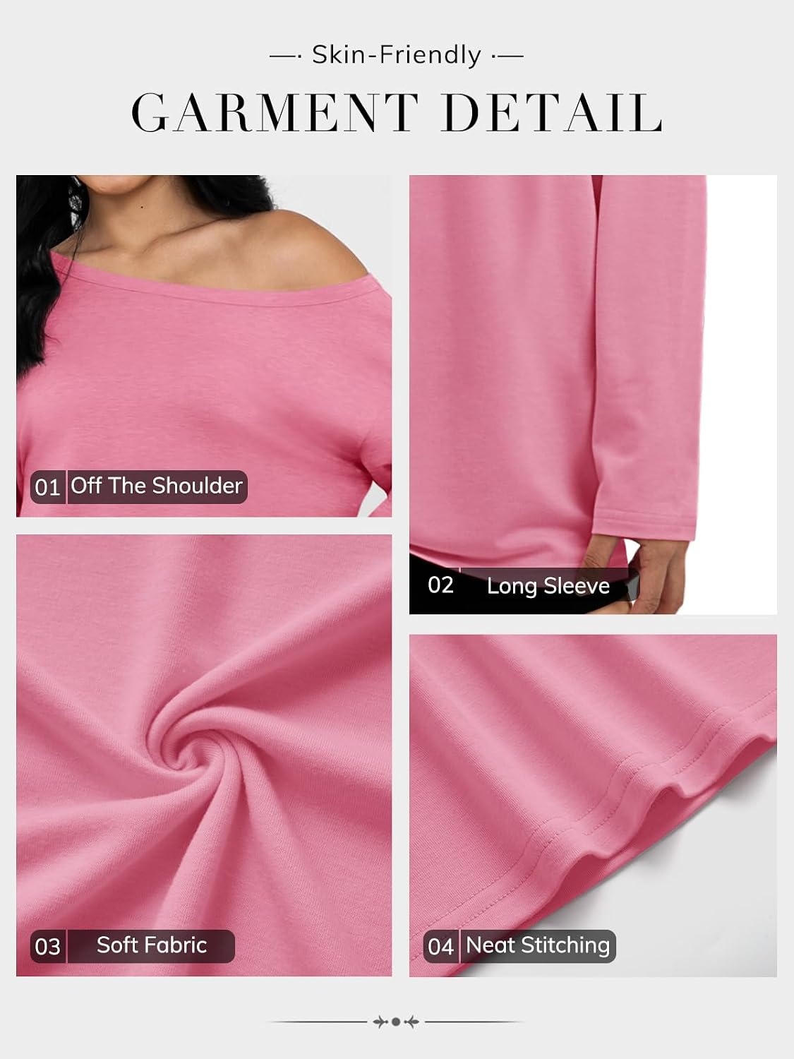 image:imageATHMILE Off The Shoulder Tops for Women 2026 Y2K Loose Fit Tops Oversized Tshirts Fashion Going Out Outfits Casual Basic TeesPink