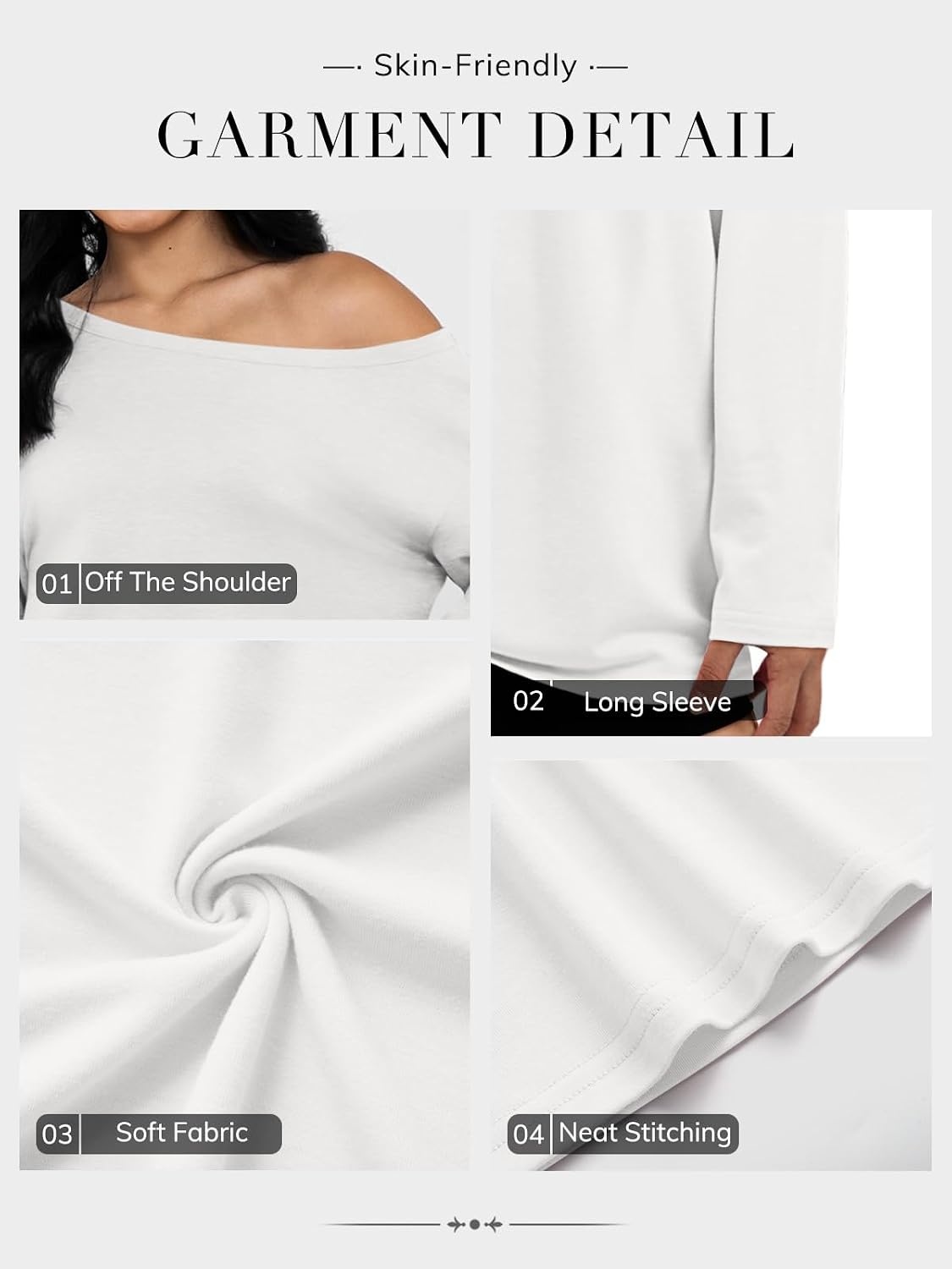 image:imageATHMILE Off The Shoulder Tops for Women 2026 Y2K Loose Fit Tops Oversized Tshirts Fashion Going Out Outfits Casual Basic TeesWhite
