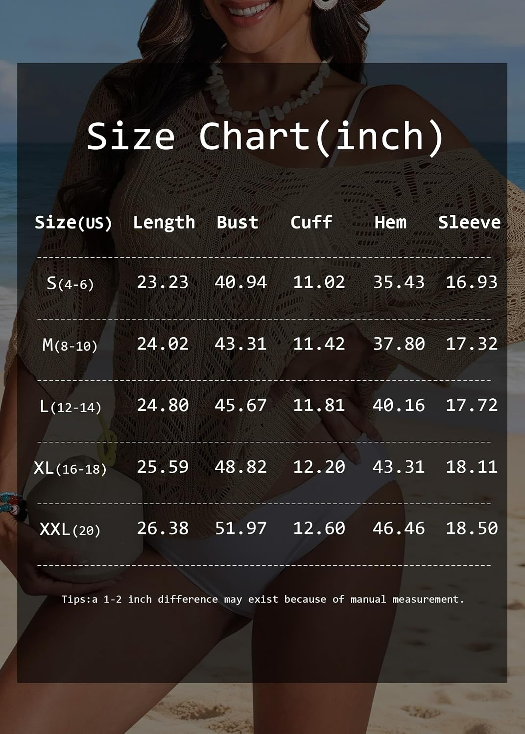 image:imageATHMILE Off The Shoulder Tops for Women Summer Crochet Hollow Out 34 Sleeve Pullover Sweater Beach Cover up Vacation ClothesBlack