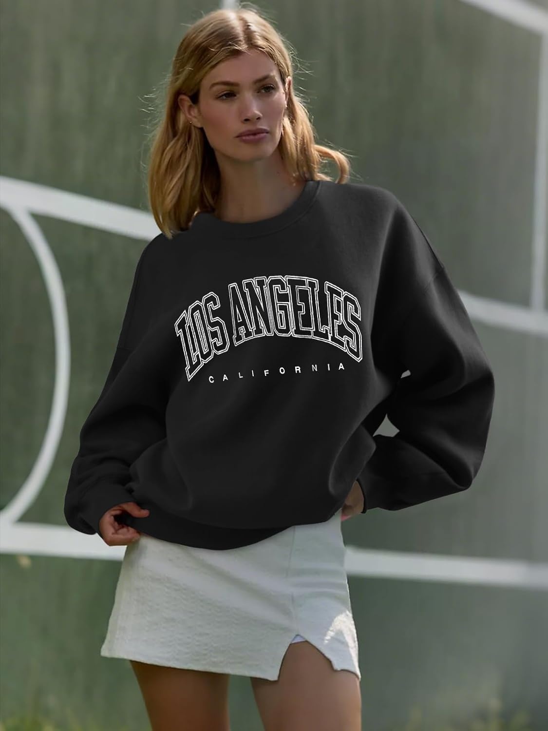 image:imageATHMILE Oversized Sweatshirt for Women Crewneck Fleece Long Sleeve Pullover Hoodies Tops Fall Fashion Outfits ClothesLablack