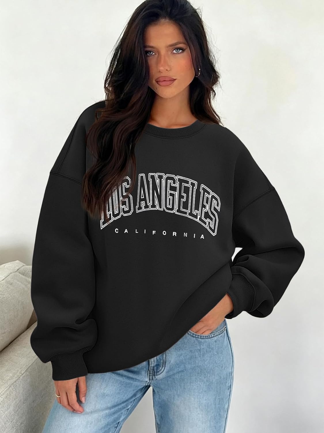 image:imageATHMILE Oversized Sweatshirt for Women Crewneck Fleece Long Sleeve Pullover Hoodies Tops Fall Fashion Outfits ClothesZlablackside Pockets