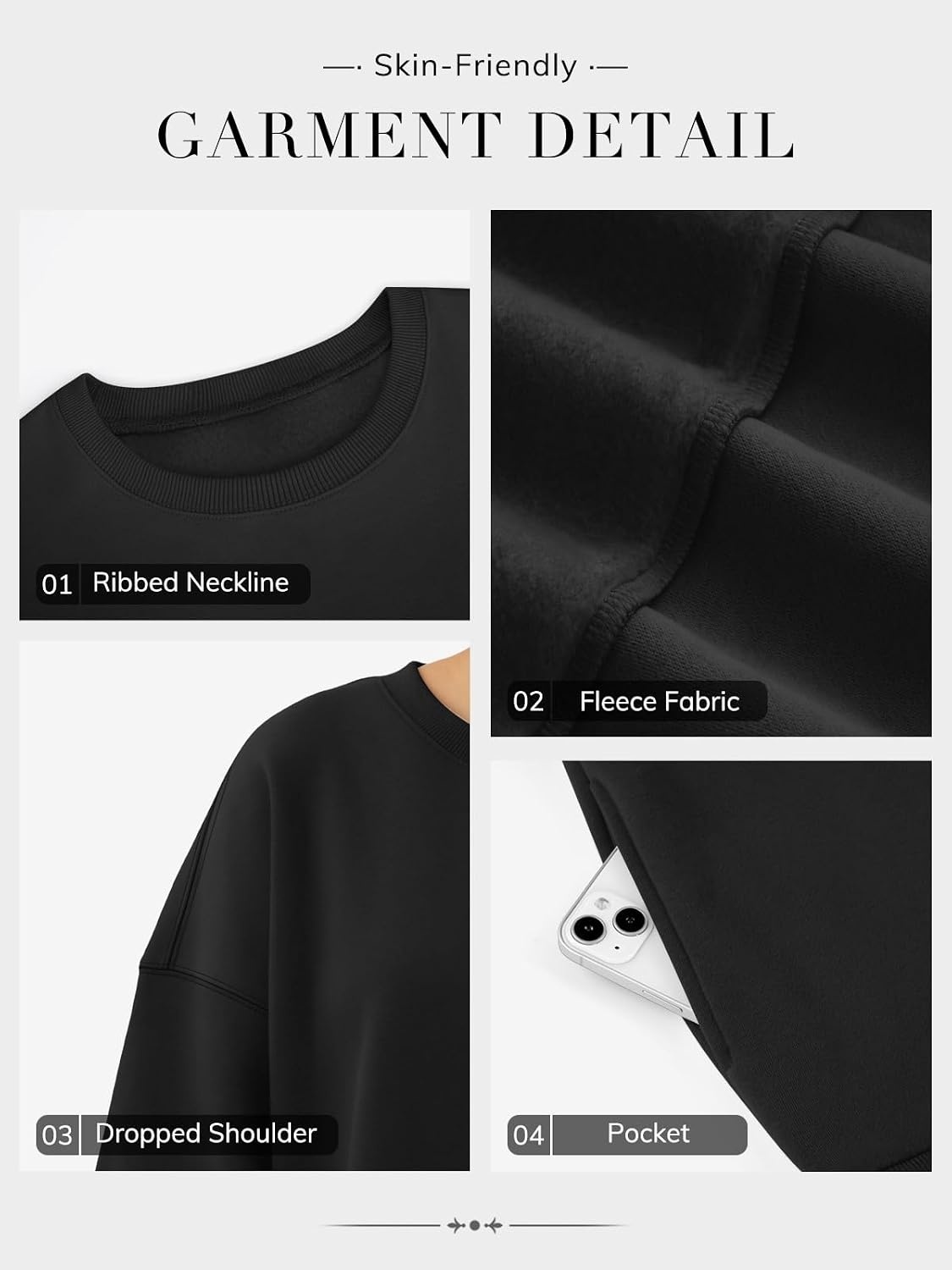 image:imageATHMILE Oversized Sweatshirt for Women Crewneck Fleece Long Sleeve Pullover Hoodies Tops Fall Fashion Outfits ClothesZlablackside Pockets