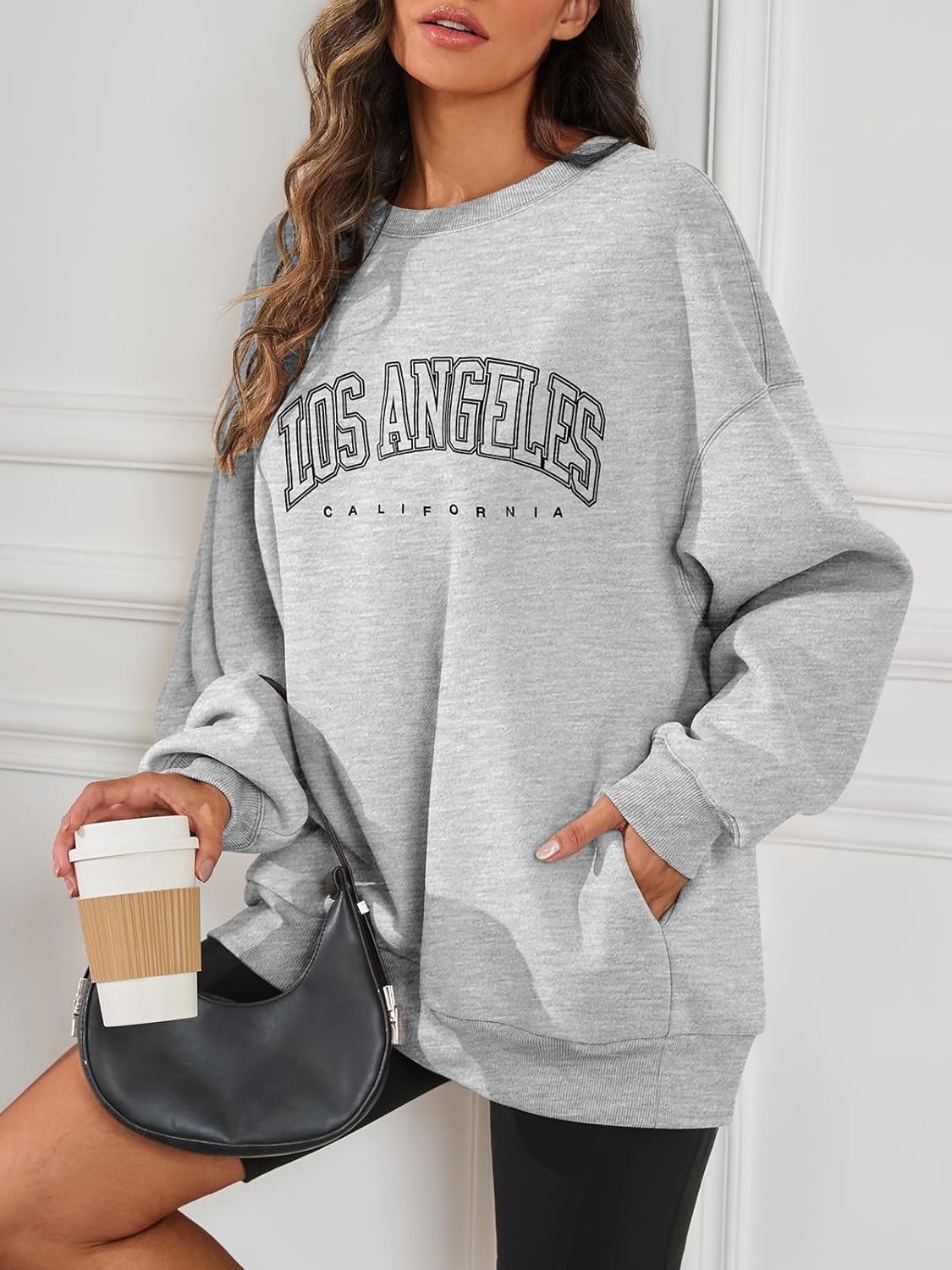 image:imageATHMILE Oversized Sweatshirt for Women Crewneck Fleece Long Sleeve Pullover Hoodies Tops Fall Fashion Outfits ClothesZlagreyside Pockets