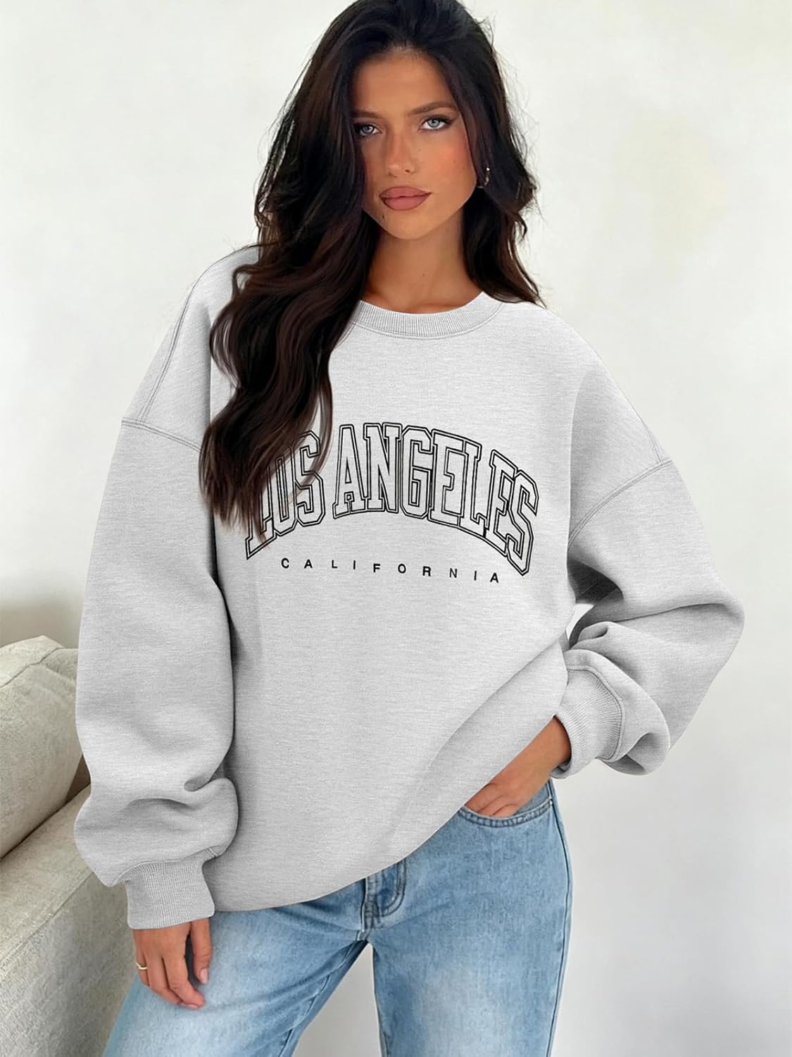 image:imageATHMILE Oversized Sweatshirt for Women Crewneck Fleece Long Sleeve Pullover Hoodies Tops Fall Fashion Outfits ClothesZlagreyside Pockets