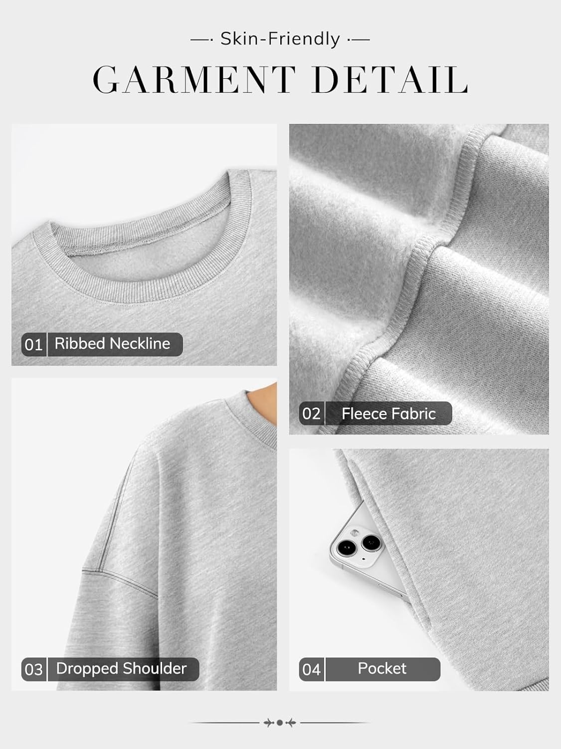 image:imageATHMILE Oversized Sweatshirt for Women Crewneck Fleece Long Sleeve Pullover Hoodies Tops Fall Fashion Outfits ClothesZlagreyside Pockets