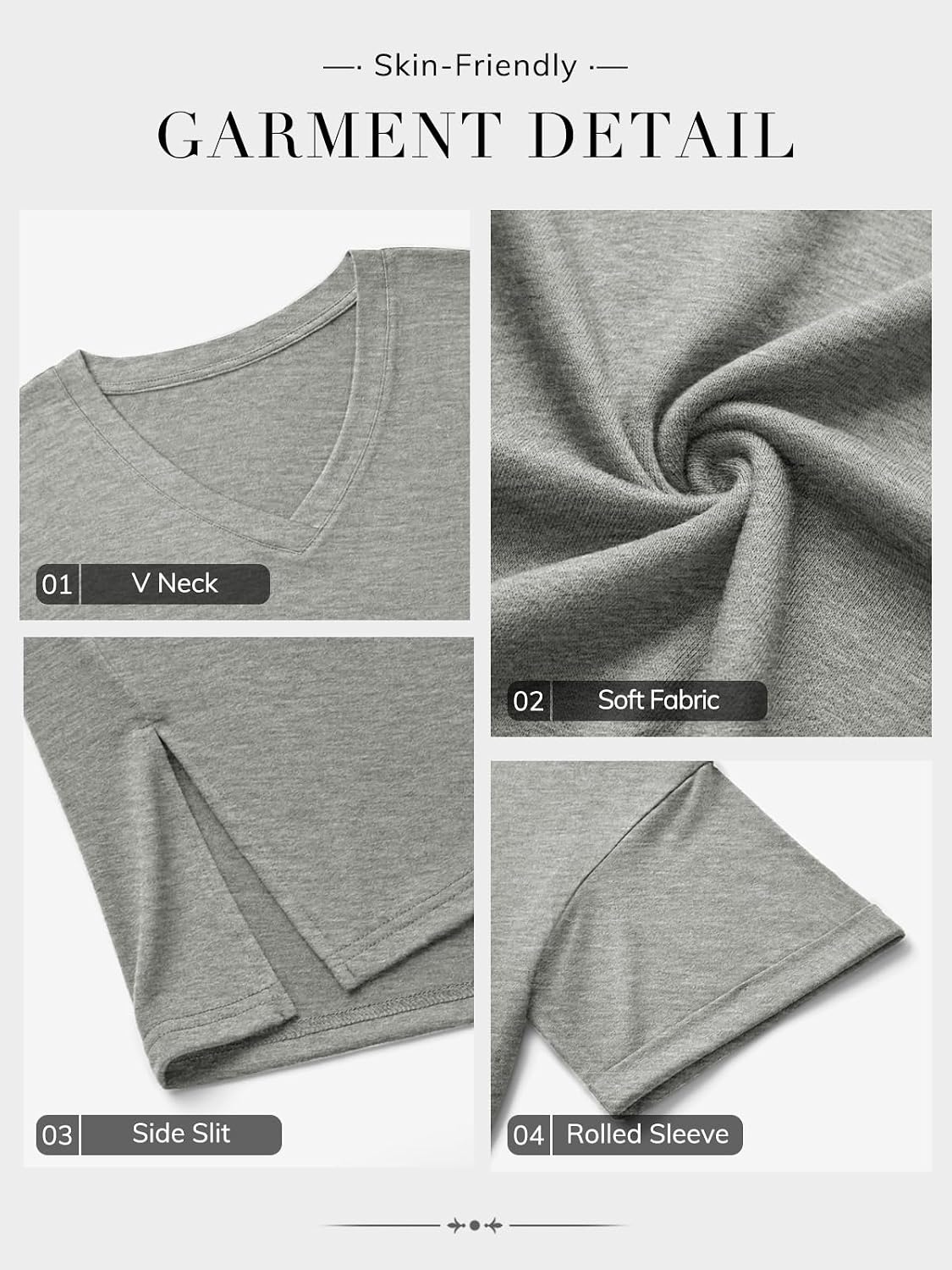 image:imageATHMILE Oversized Tshirts for Women Summer 2026 V Neck Casual Workout Plus Size Tops Spring Fashion Cute Basic Trendy OutfitsGrey