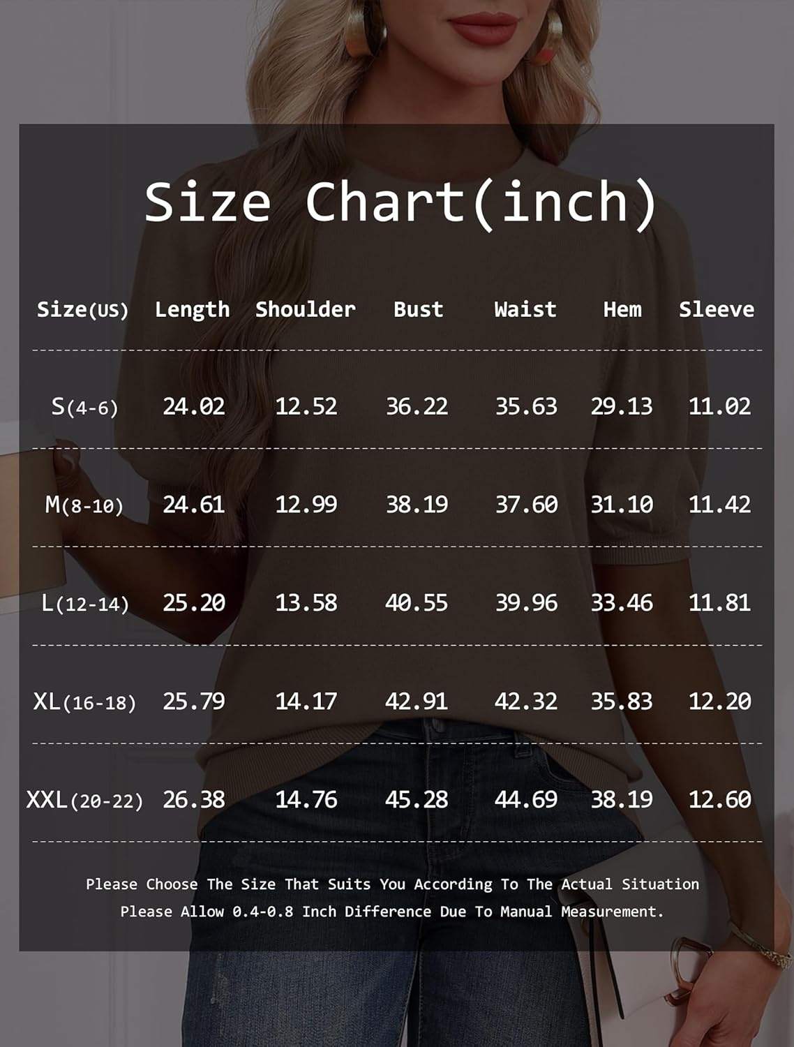 image:imageATHMILE Short Sleeve Sweater for Women 2026 Spring Summer Blouses Crewneck Knit Puff Sleeve Dressy Casual Trendy ShirtsSblack