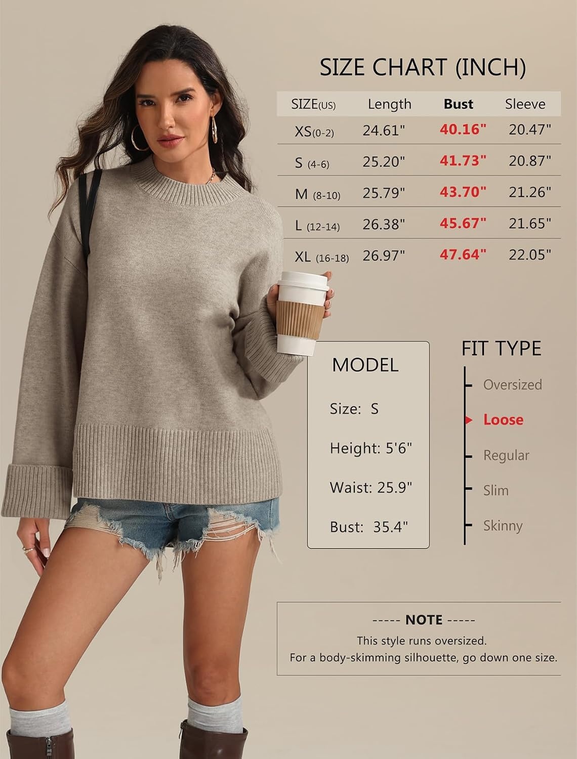 image:imageATHMILE Sweaters for Women 2026 Fall Fashion Outfits Long Sleeve Loose Casual Crewneck Ribbed Knit Pullover Winter ClothesCamel