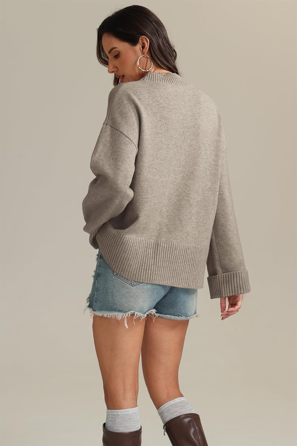 image:imageATHMILE Sweaters for Women 2026 Fall Fashion Outfits Long Sleeve Loose Casual Crewneck Ribbed Knit Pullover Winter ClothesCamel