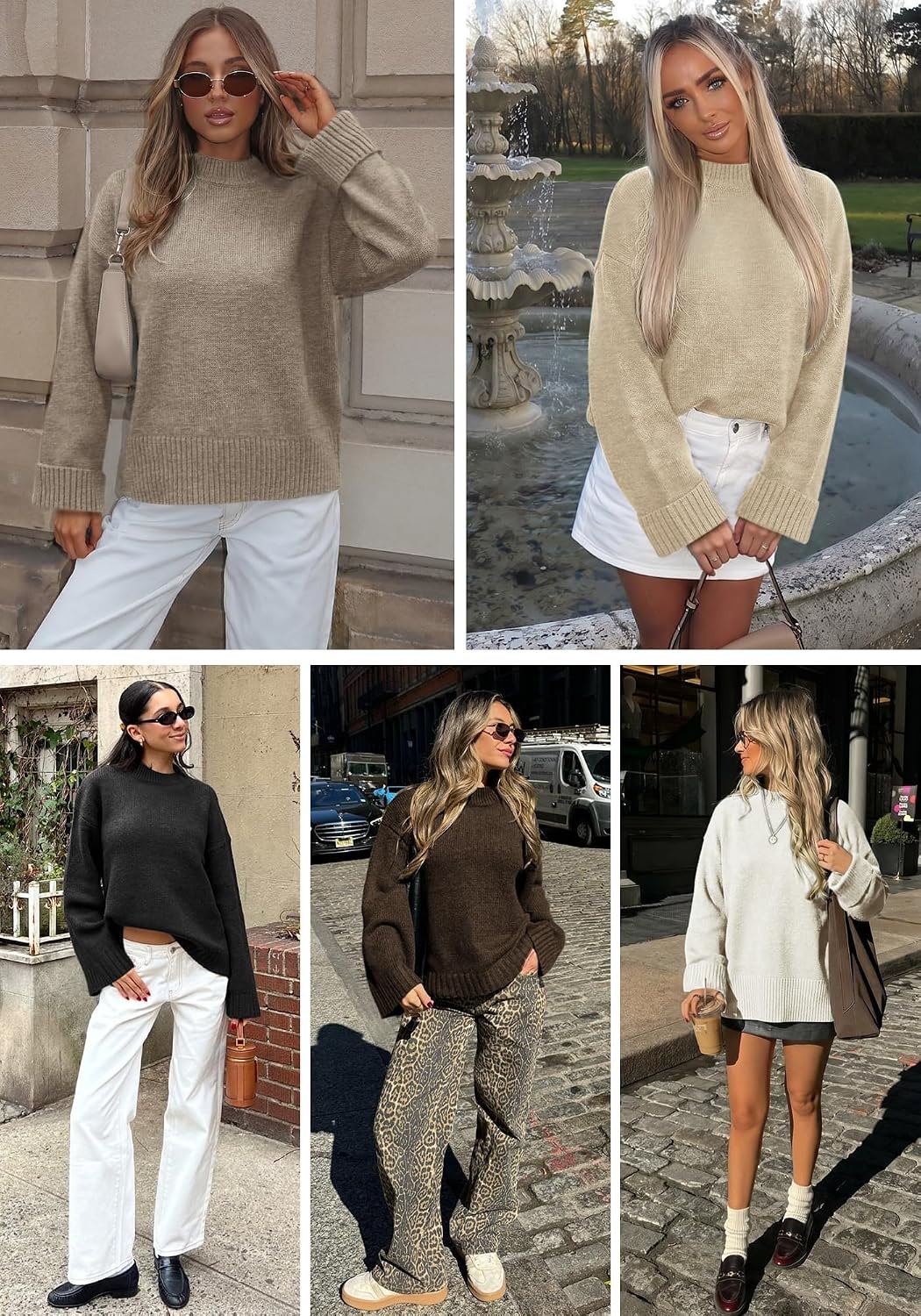 image:imageATHMILE Sweaters for Women 2026 Fall Fashion Outfits Long Sleeve Loose Casual Crewneck Ribbed Knit Pullover Winter ClothesCoffee