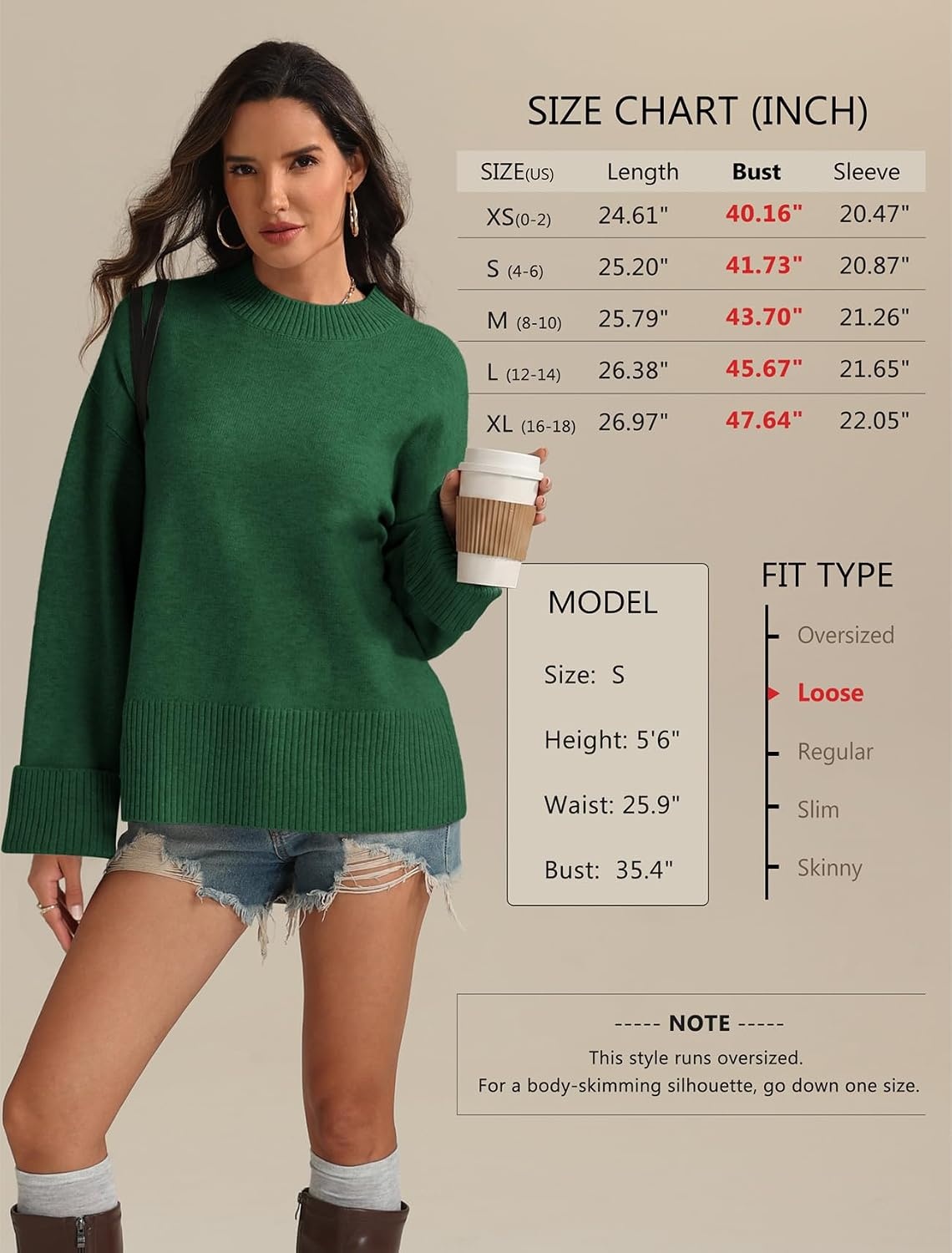 image:imageATHMILE Sweaters for Women 2026 Fall Fashion Outfits Long Sleeve Loose Casual Crewneck Ribbed Knit Pullover Winter ClothesGreen