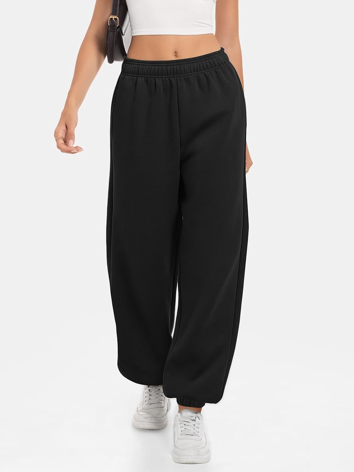 image:imageATHMILE Sweatpants Women Baggy Lounge Pants Workout Gym Active High Waisted Comfy Joggers for Women Fall Clothes 2026Fleeceblack
