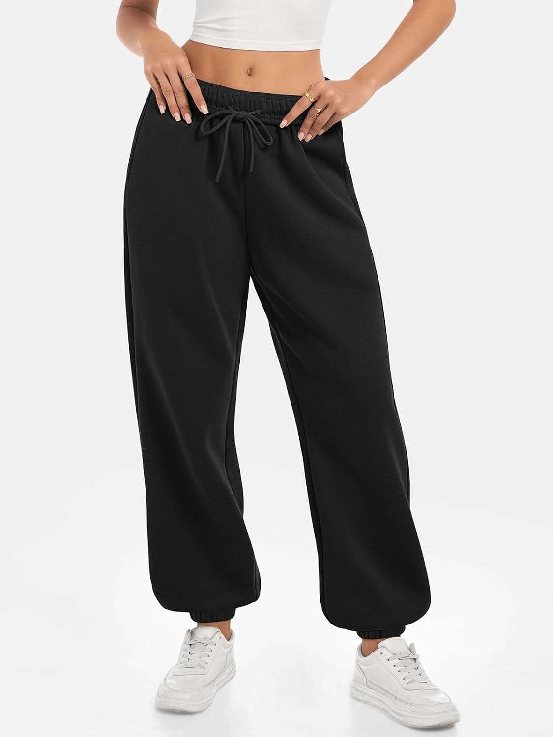 image:imageATHMILE Sweatpants Women Baggy Lounge Pants Workout Gym Active High Waisted Comfy Joggers for Women Fall Clothes 2026Fleeceblack