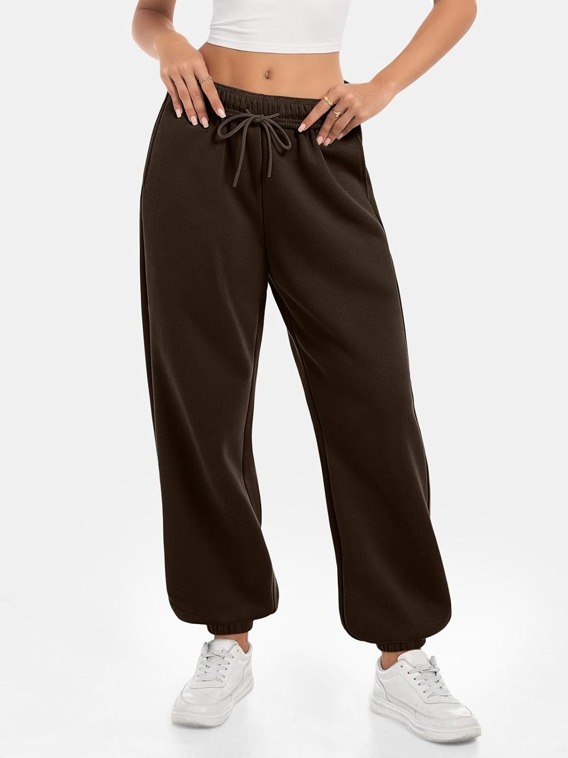 image:imageATHMILE Sweatpants Women Baggy Lounge Pants Workout Gym Active High Waisted Comfy Joggers for Women Fall Clothes 2026Fleecebrown