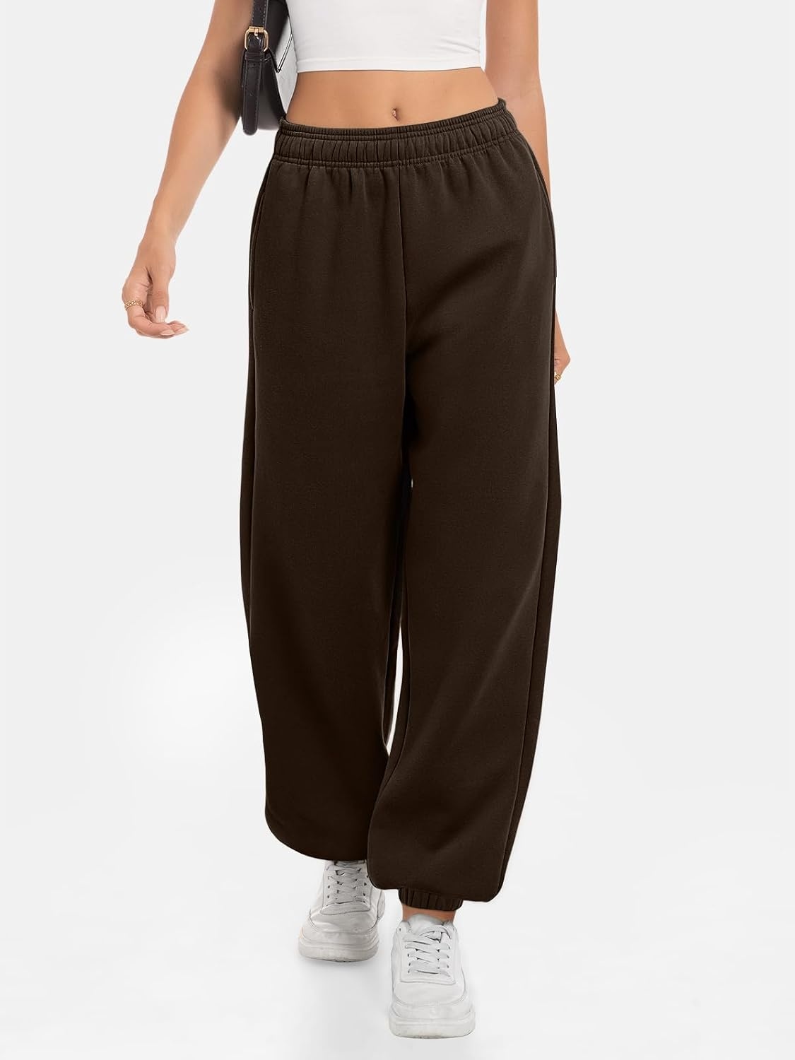 image:imageATHMILE Sweatpants Women Baggy Lounge Pants Workout Gym Active High Waisted Comfy Joggers for Women Fall Clothes 2026Fleecebrown