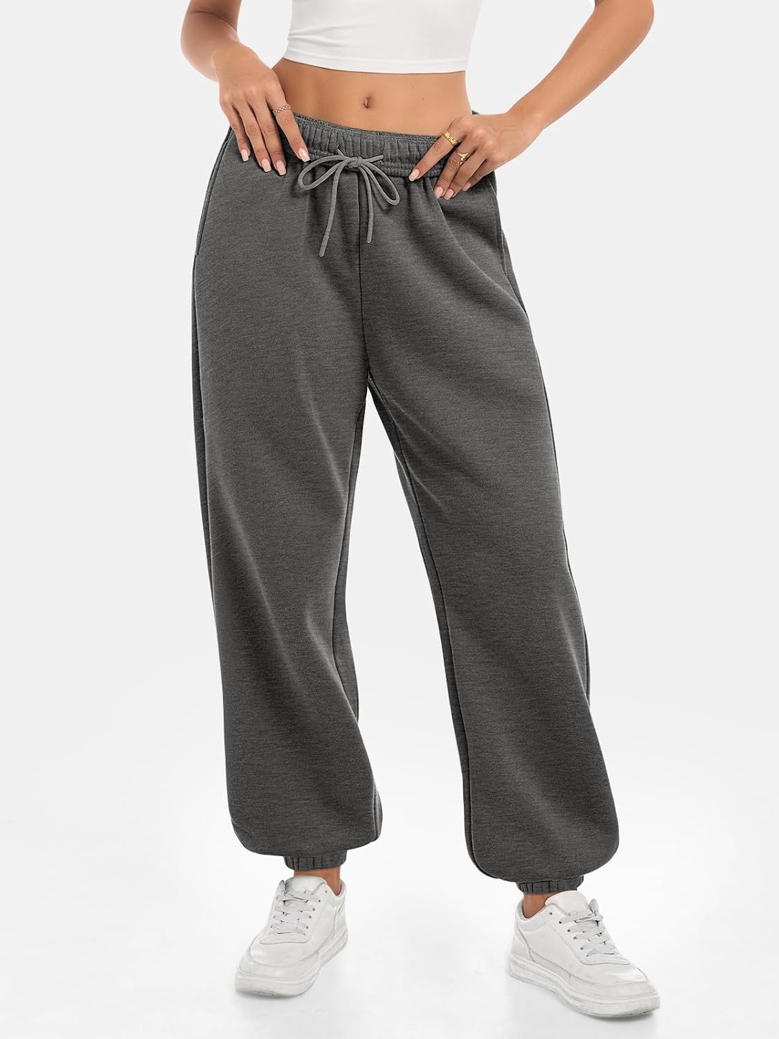 image:imageATHMILE Sweatpants Women Baggy Lounge Pants Workout Gym Active High Waisted Comfy Joggers for Women Fall Clothes 2026Fleecedarkgrey