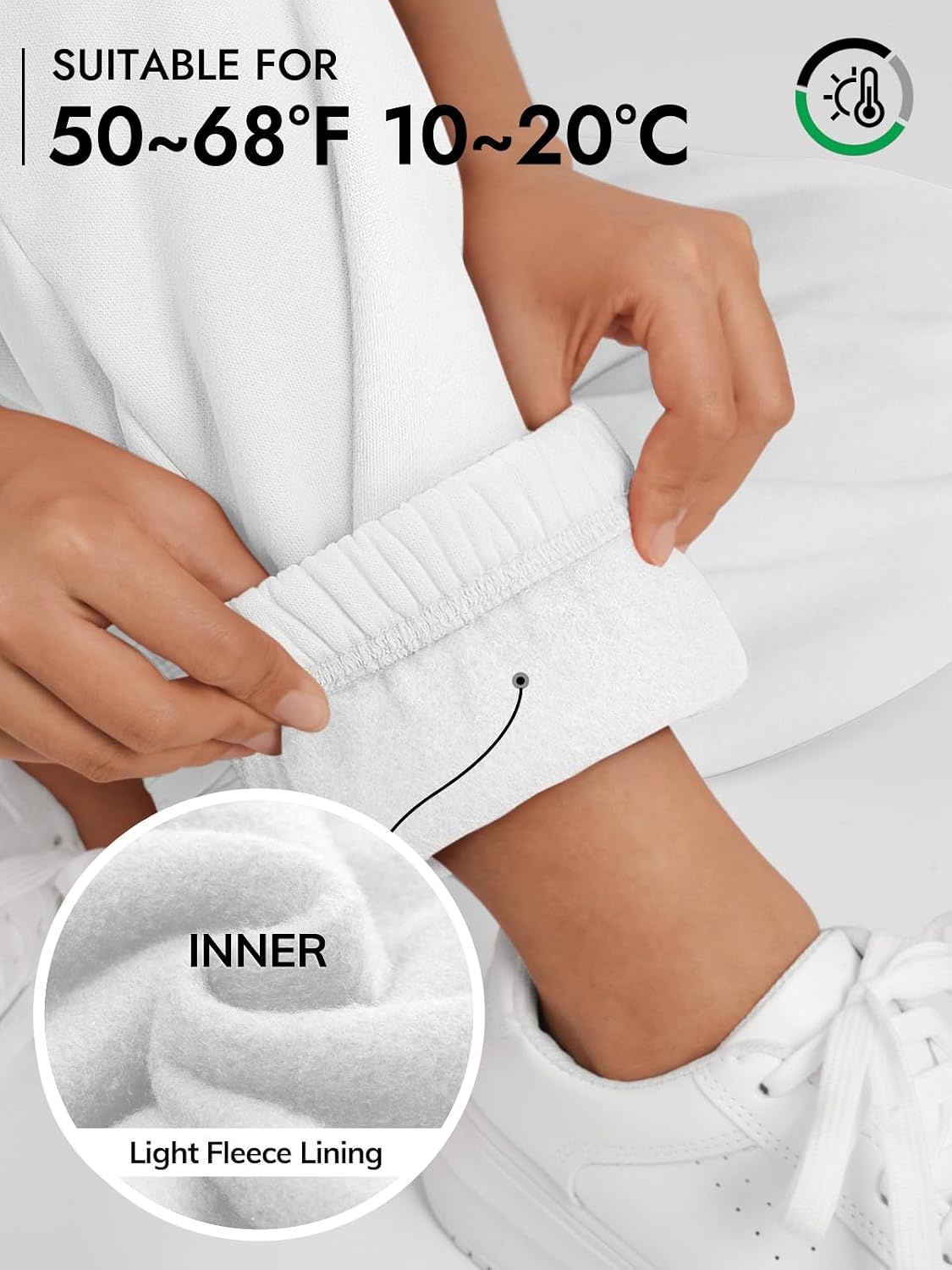image:imageATHMILE Sweatpants Women Baggy Lounge Pants Workout Gym Active High Waisted Comfy Joggers for Women Fall Clothes 2026Fleecewhite